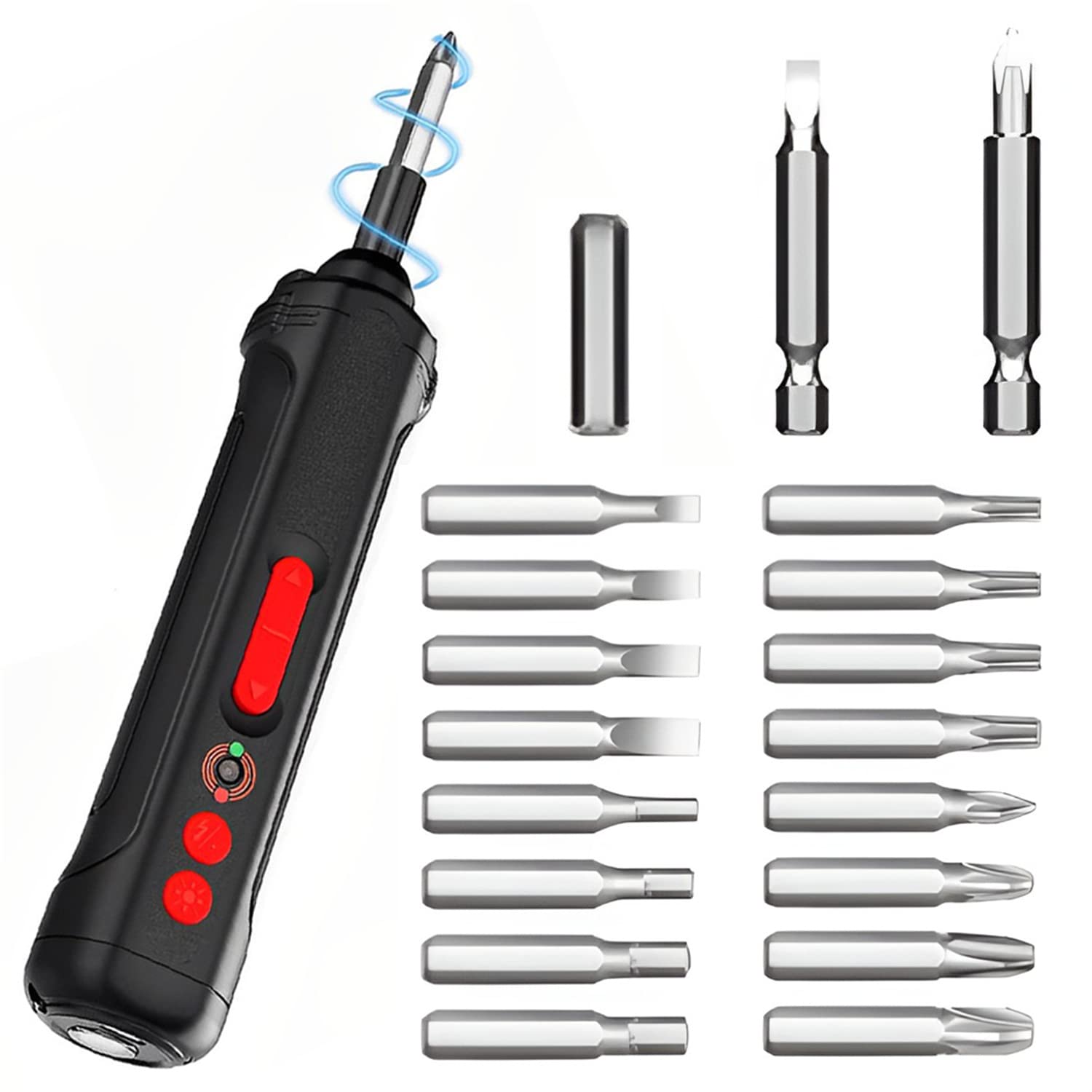 ZORBES 4V Handheld Electric Screwdriver Kit with LED Work Light, USB C Cable, 26 Pieces Screwdriver Bits,Screw Adapter, Tool Case,Power Screwdriver(Black) ZORBES 4V Handheld Electric Screwdriver Kit with LED Work Light, USB C Cable, 26 Pieces Screwdriver Bits,Screw Adapter, Tool Case,Power Screwdriver(Black)